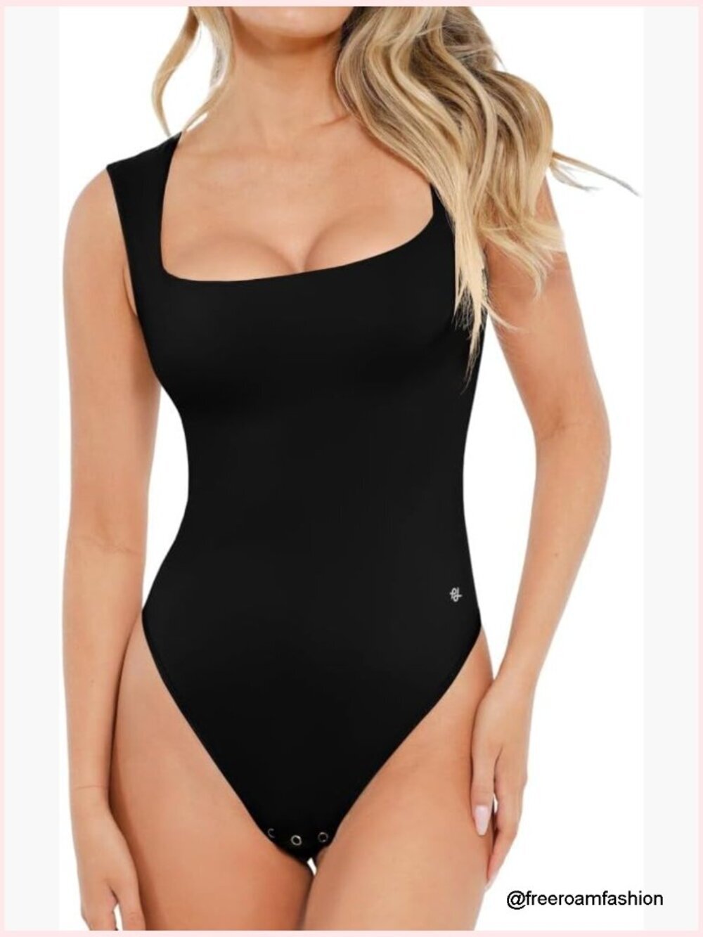 Sleeveless Square Neck Thong Bodysuit Tummy Control Double Lined Corset Top